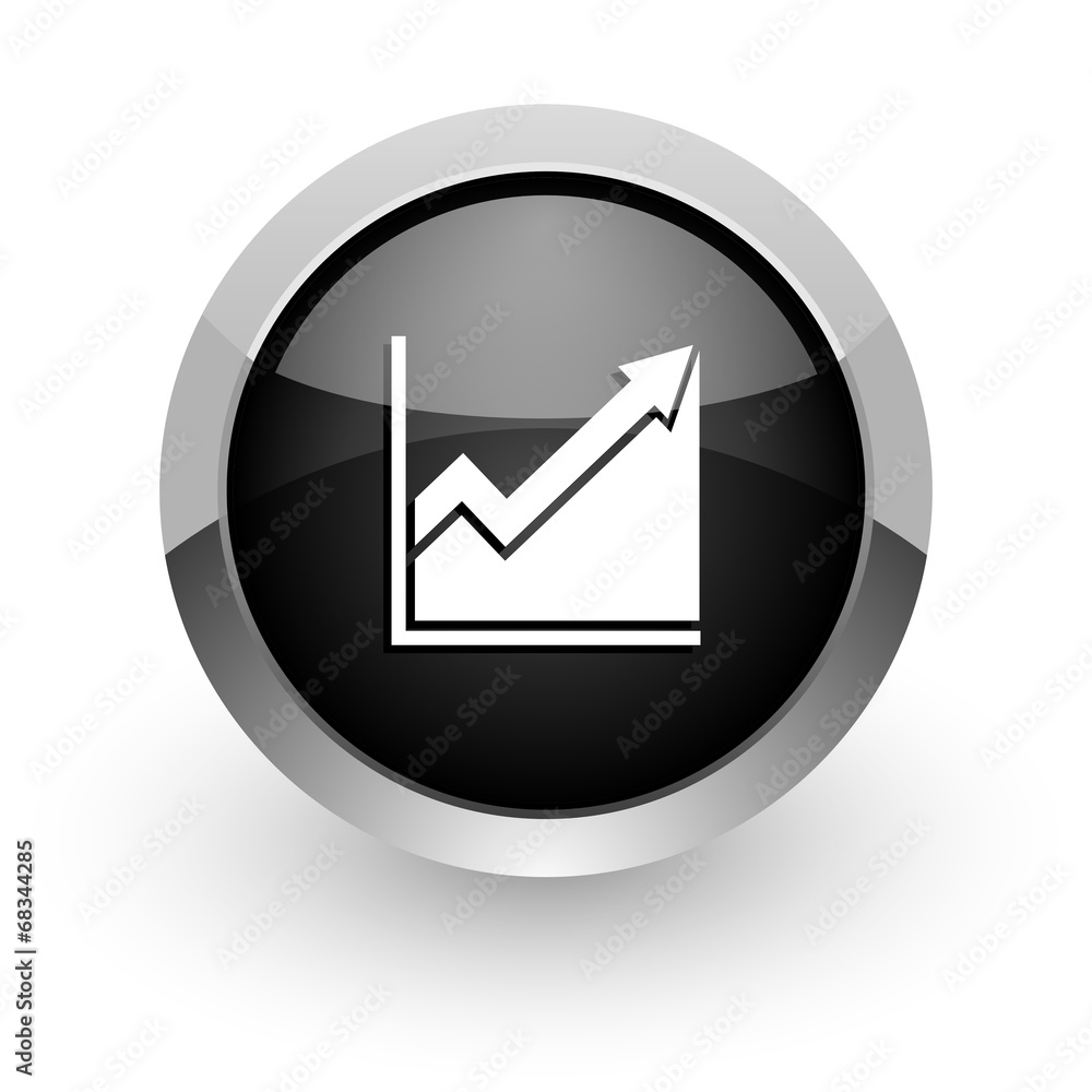 histogram black chrome glossy web icon histogram black chrome glossy web icon