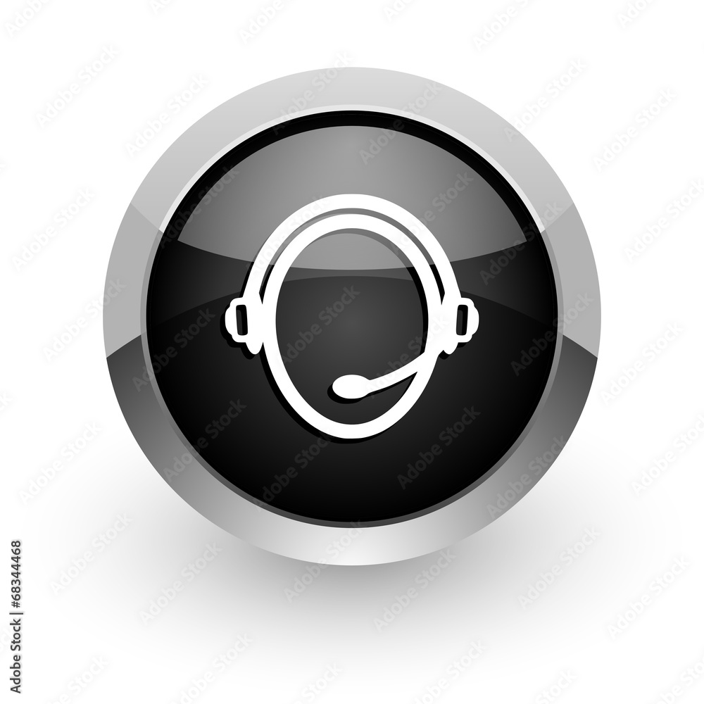 customer service black chrome glossy web icon customer service black chrome glossy web icon