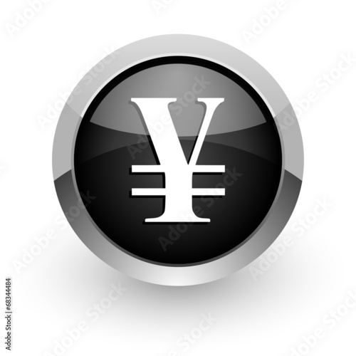 yen black chrome glossy web icon