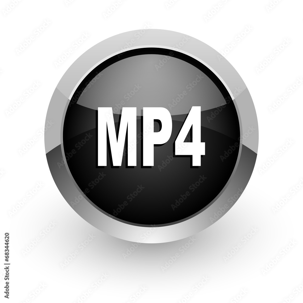 mp4 black chrome glossy web icon mp4 black chrome glossy web icon