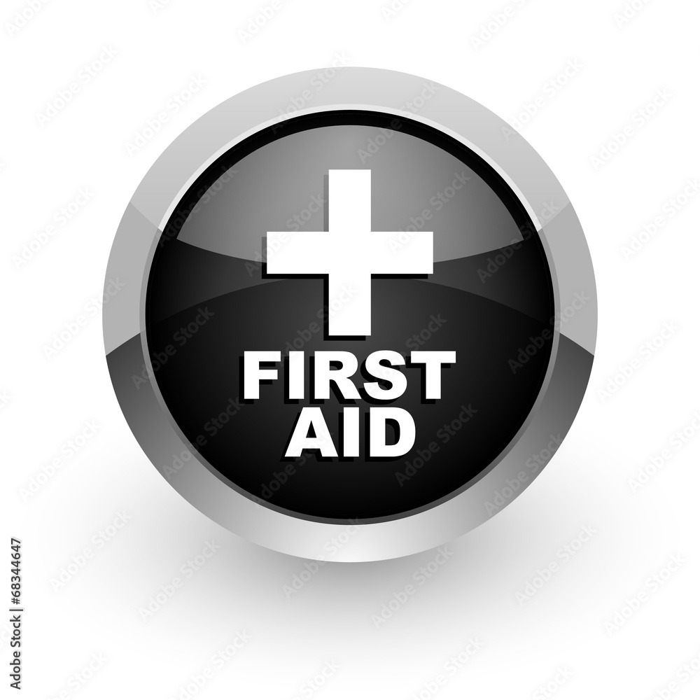 Obraz premium first aid black chrome glossy web icon