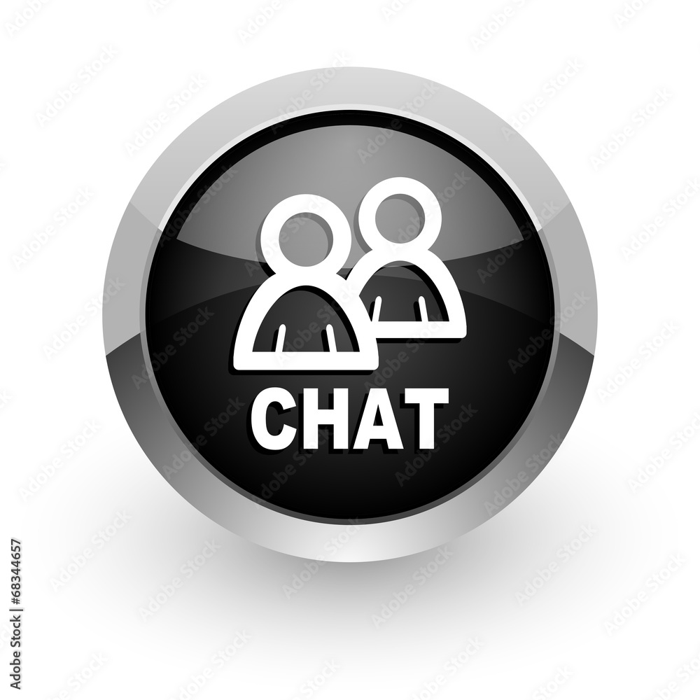 chat black chrome glossy web icon chat black chrome glossy web icon