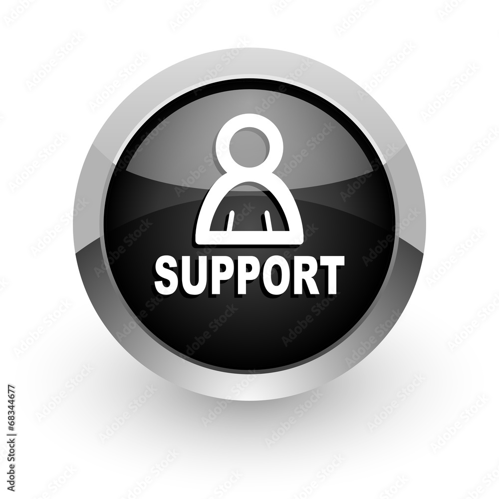 support black chrome glossy web icon support black chrome glossy web icon