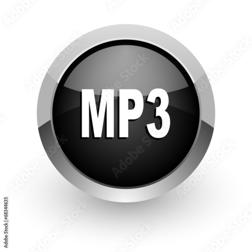 mp3 black chrome glossy web icon