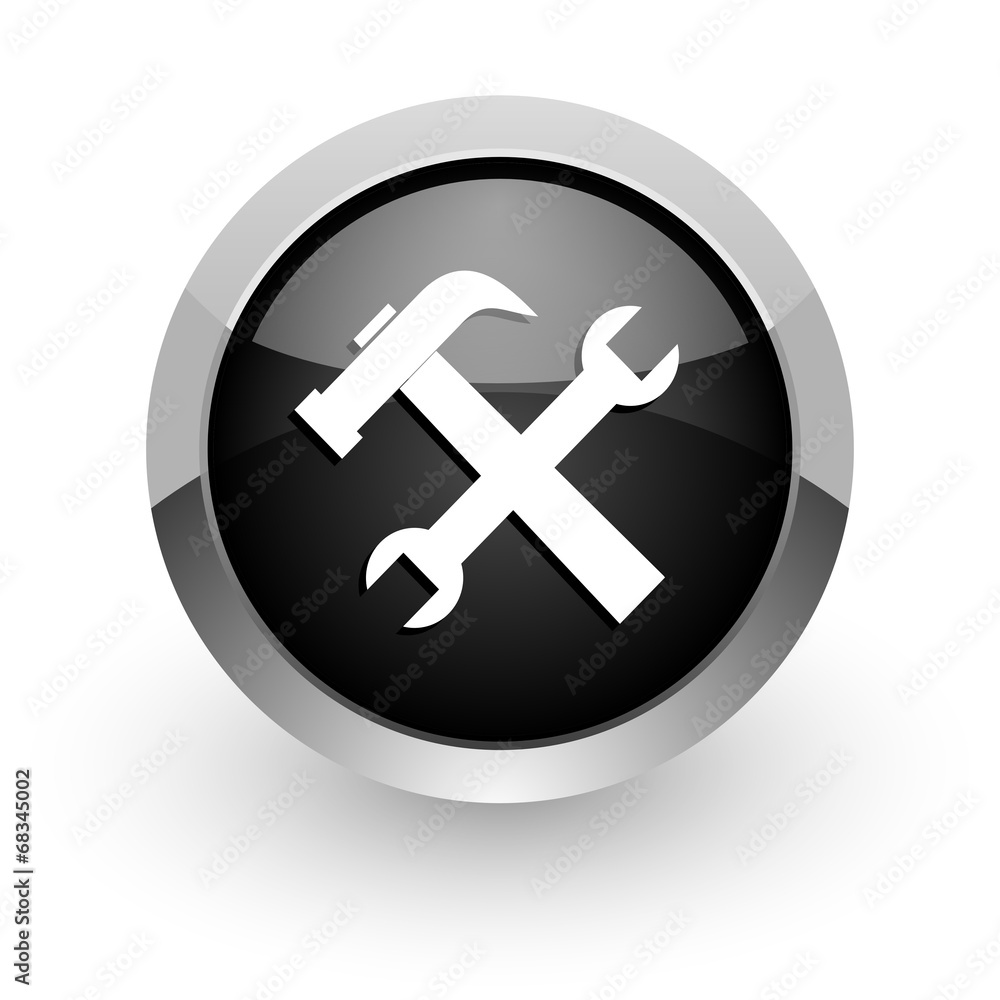 tool black chrome glossy web icon tool black chrome glossy web icon