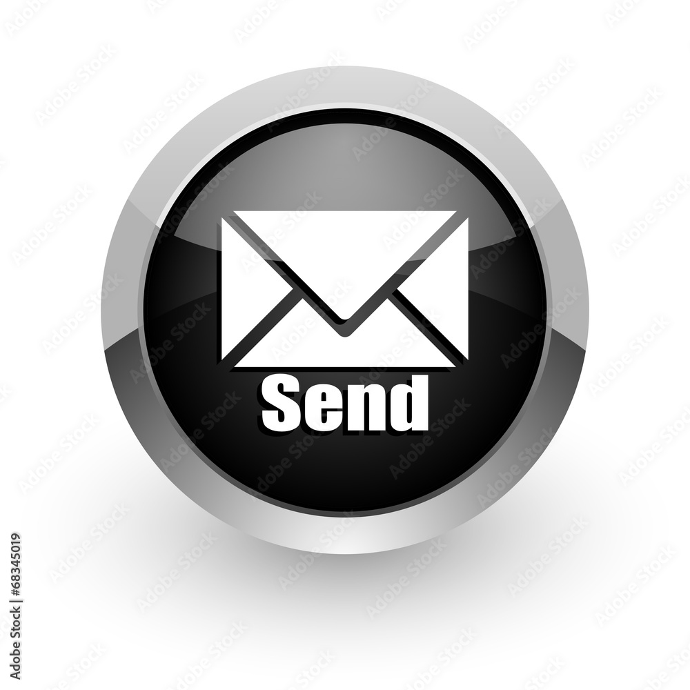 send black chrome glossy web icon send black chrome glossy web icon