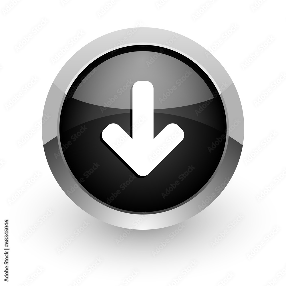 download arrow black chrome glossy web icon download arrow black chrome glossy web icon