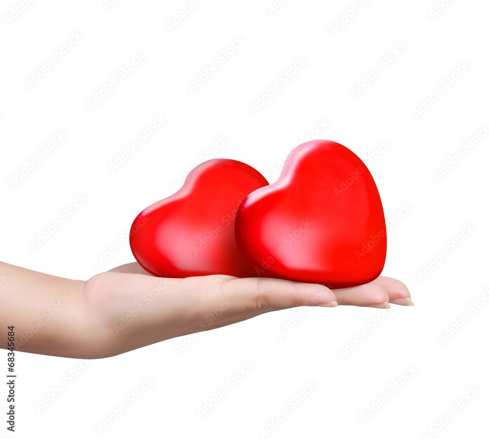 Red heart at the woman hand Red heart at the woman hand