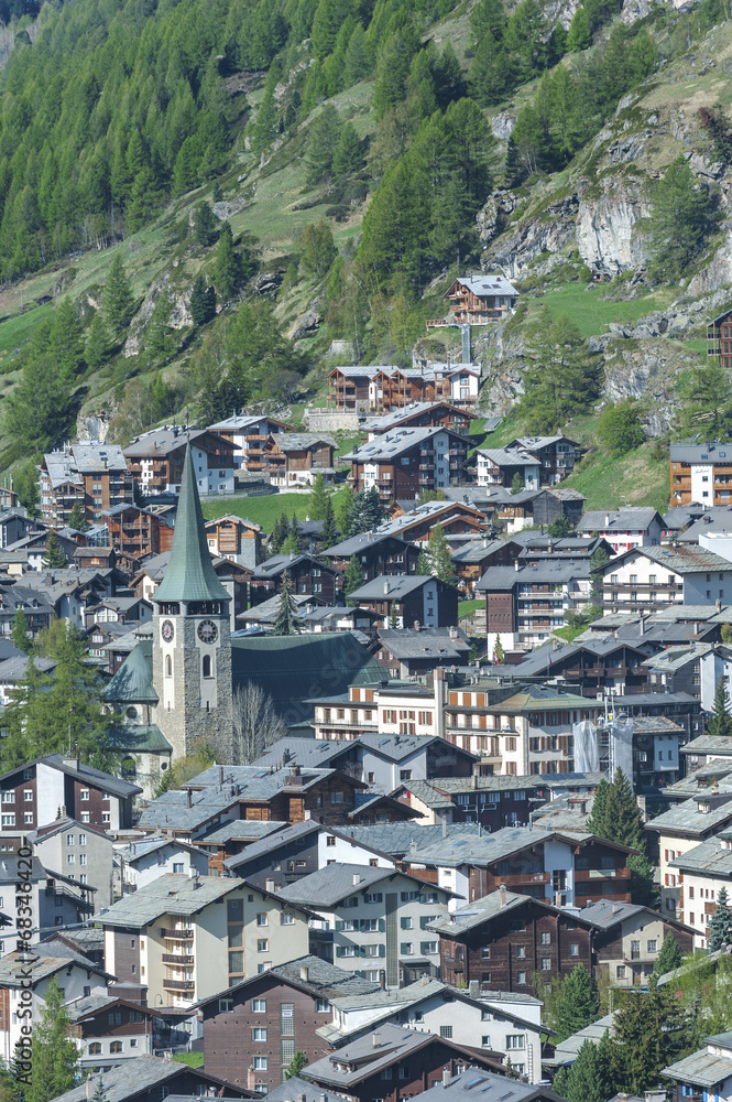 Aerial view of Zermatt, Switzerland