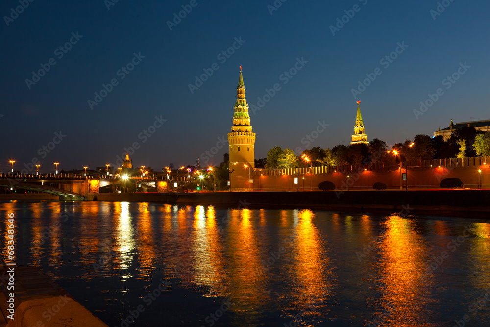 Russia, Moscow, night view of  the Kremlin