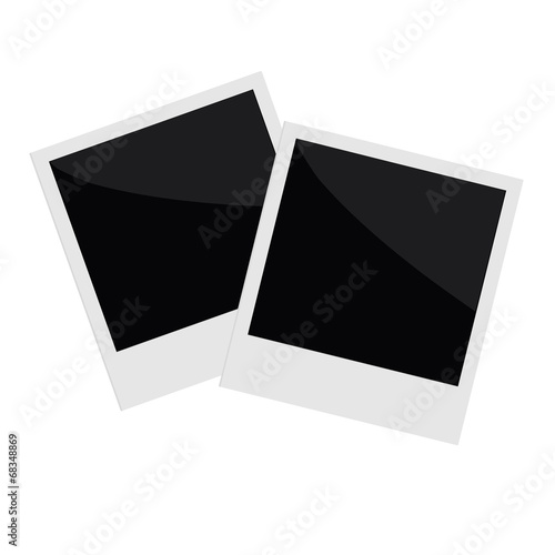 Two isolated instant photo in flat design style. Template.