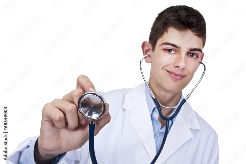 young doctor with stethoscope, people and professions young doctor with stethoscope, people and professions