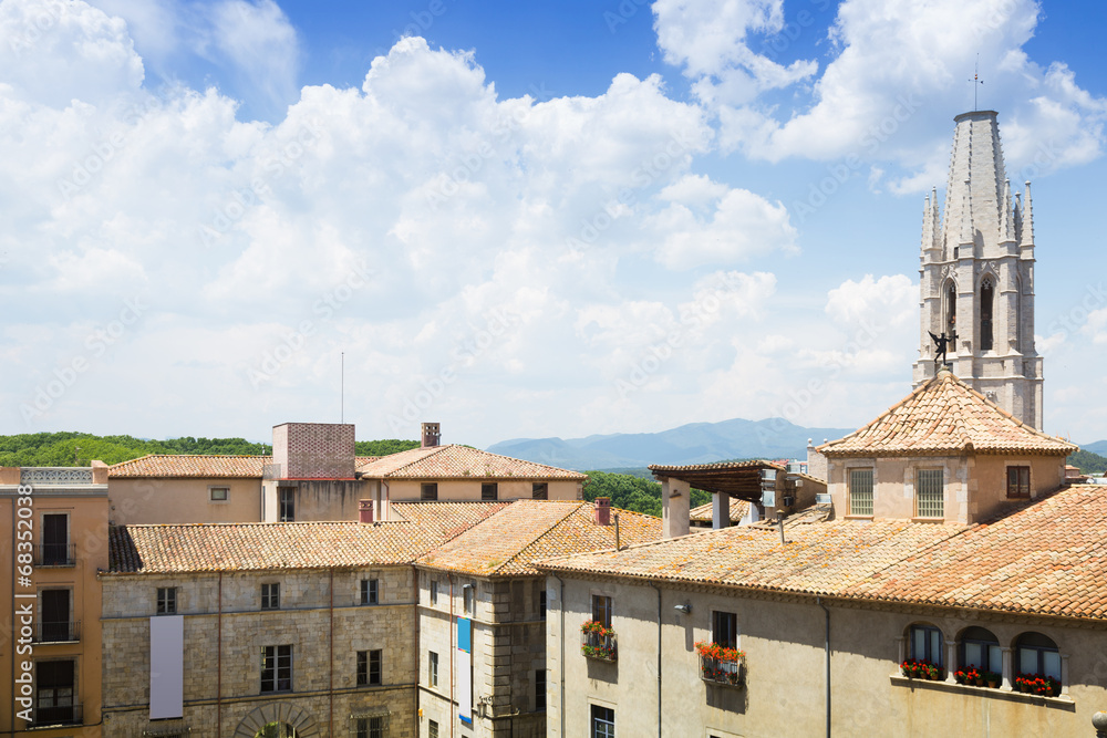 view of Girona with Collegiate Church of Sant Feliu