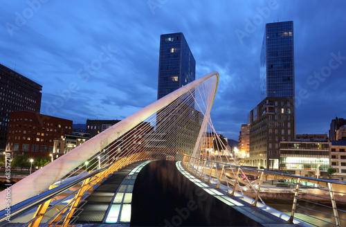 Pedestrian bridge in the city of Bilbao, Spain photo