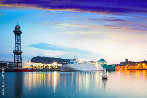 cruise liner in Port Vell. Barcelona