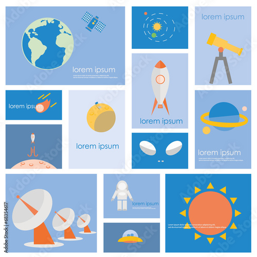 Astronomy science and space icon set.