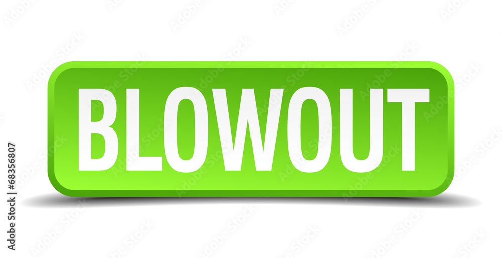 blowout green 3d realistic square isolated button blowout green 3d realistic square isolated button