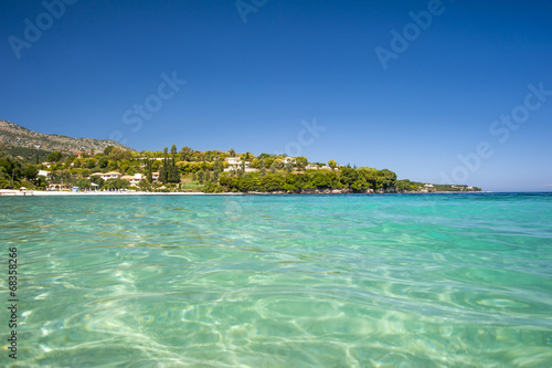 turquoise waters on greek beach  corfu