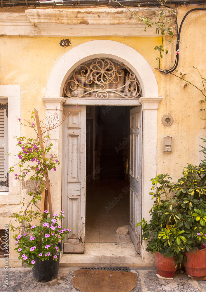 traditional doorway,greece - obrazy, fototapety, plakaty 