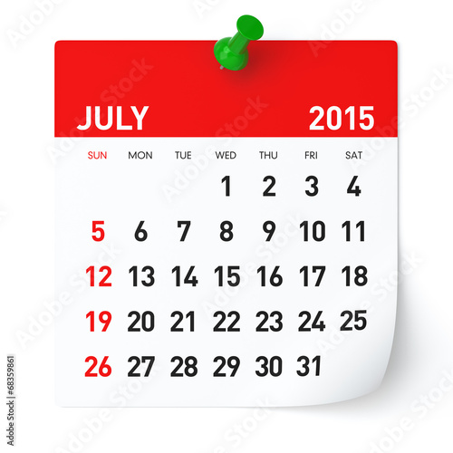 July 2015 - Calendar