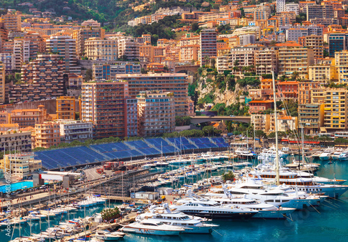 View of Monaco harbour during formula 1 championship, Cote d'