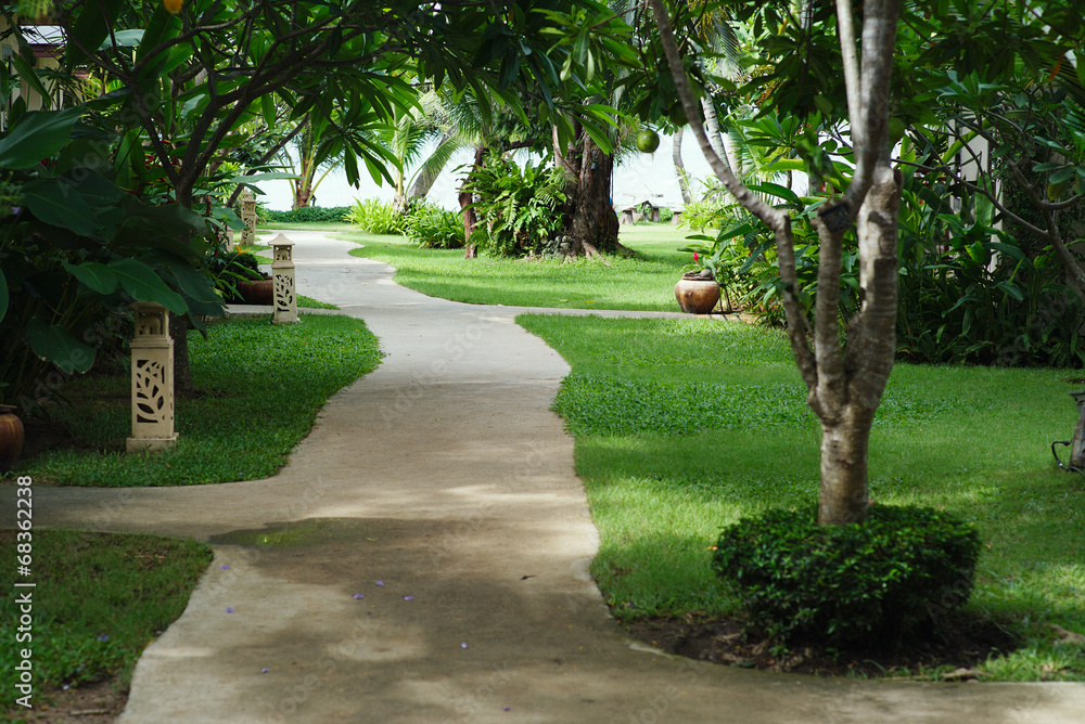 Way to beach in tropical resort.