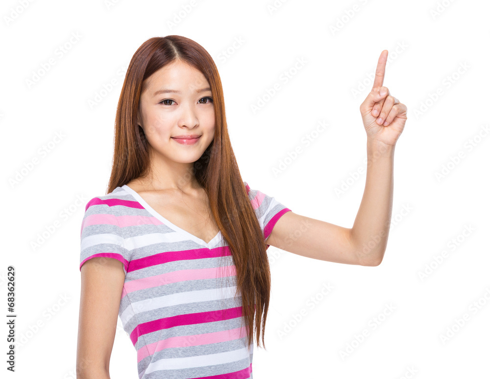 Asian woman with finger point out Asian woman with finger point out