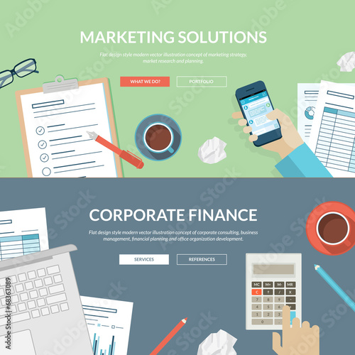 Flat design concepts for marketing and corporate finance