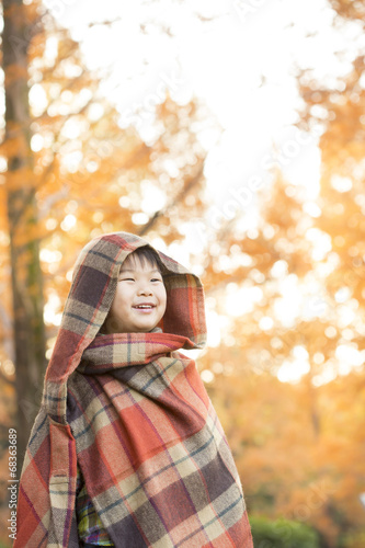 子供と秋の風景