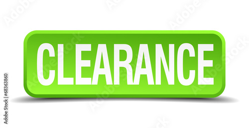 clearance green 3d realistic square isolated button