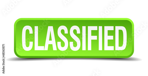 classified green 3d realistic square isolated button
