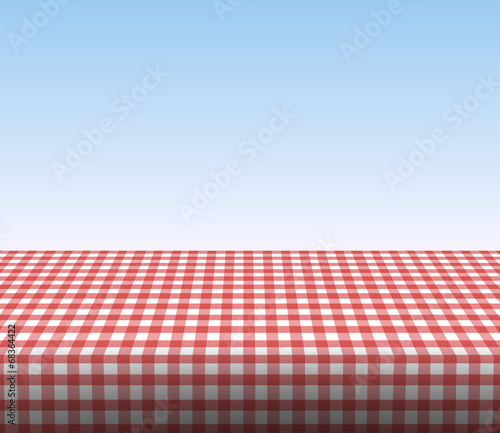 Tischdecke kariert mit blauem Himmel