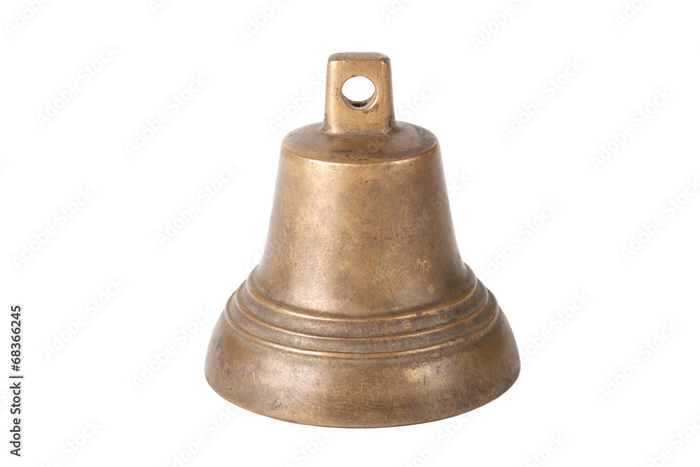 Old brass bell isolated on white background Old brass bell isolated on white background