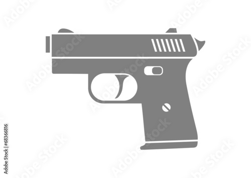 Grey gun icon on white background