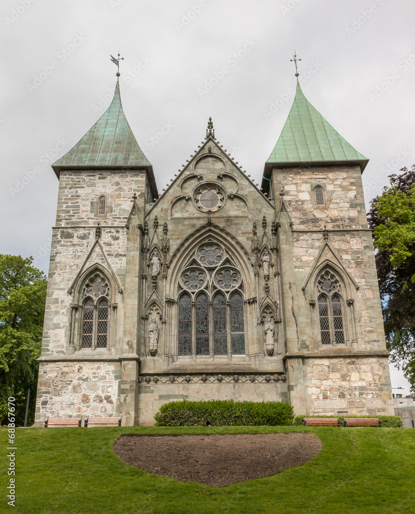 Exterior of Stavanger Domkirke, a medieval cathedral