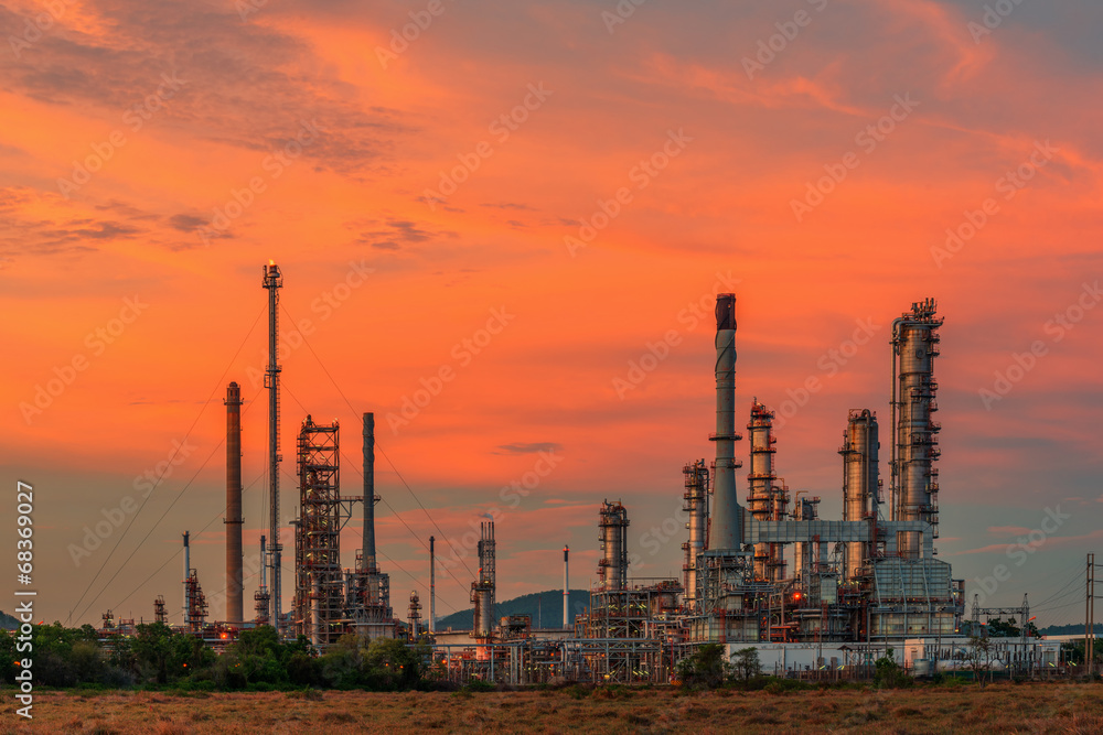 Oil refinery at twilight sky