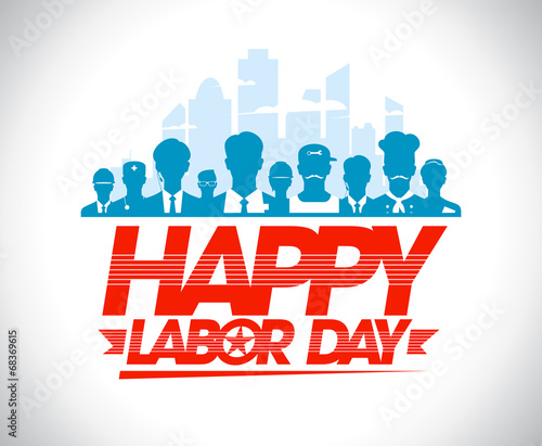 Happy labor day design with workers.