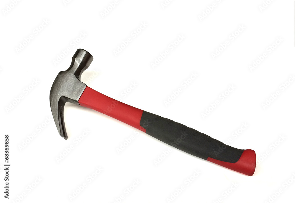 Hammer with red handle isolated on white Hammer with red handle isolated on white