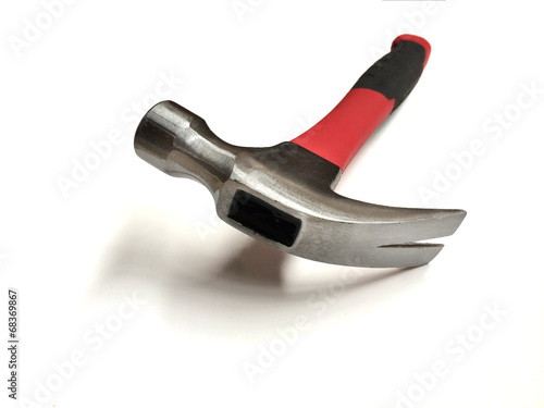 Hammer with red handle isolated on white