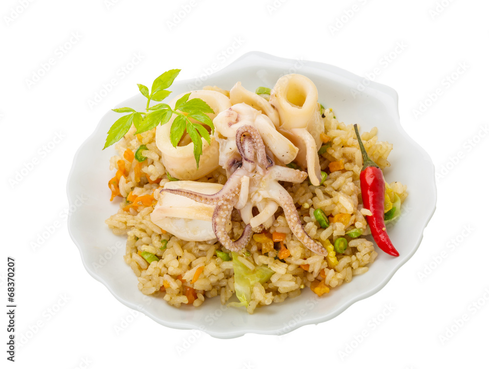 Fried rice with calamari Fried rice with calamari