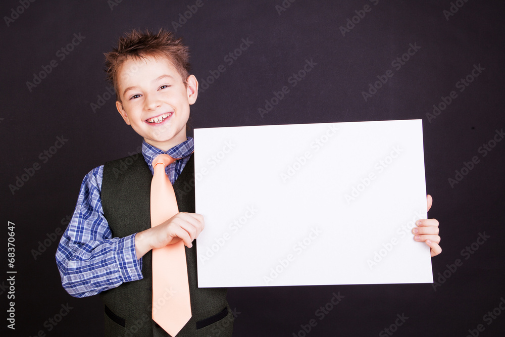 Cute boy with banner Cute boy with banner