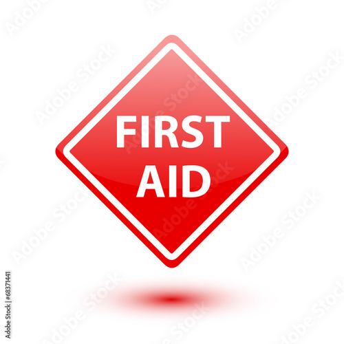 First aid red sign on white