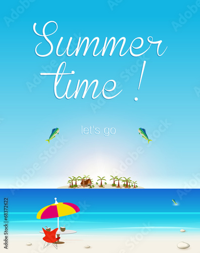 Summer Seaside View Poster, easy all editable