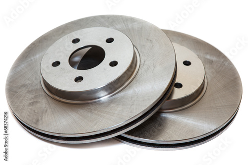 Two brake disks isolated on white background