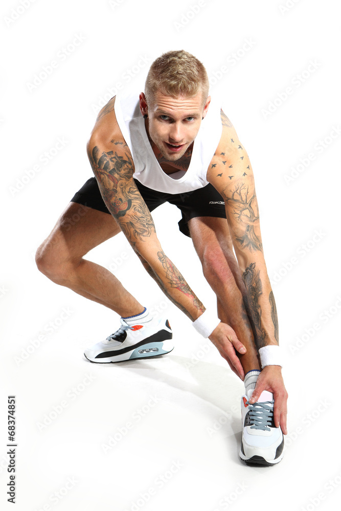 Naklejka premium Rozgrzewka przed treningiem