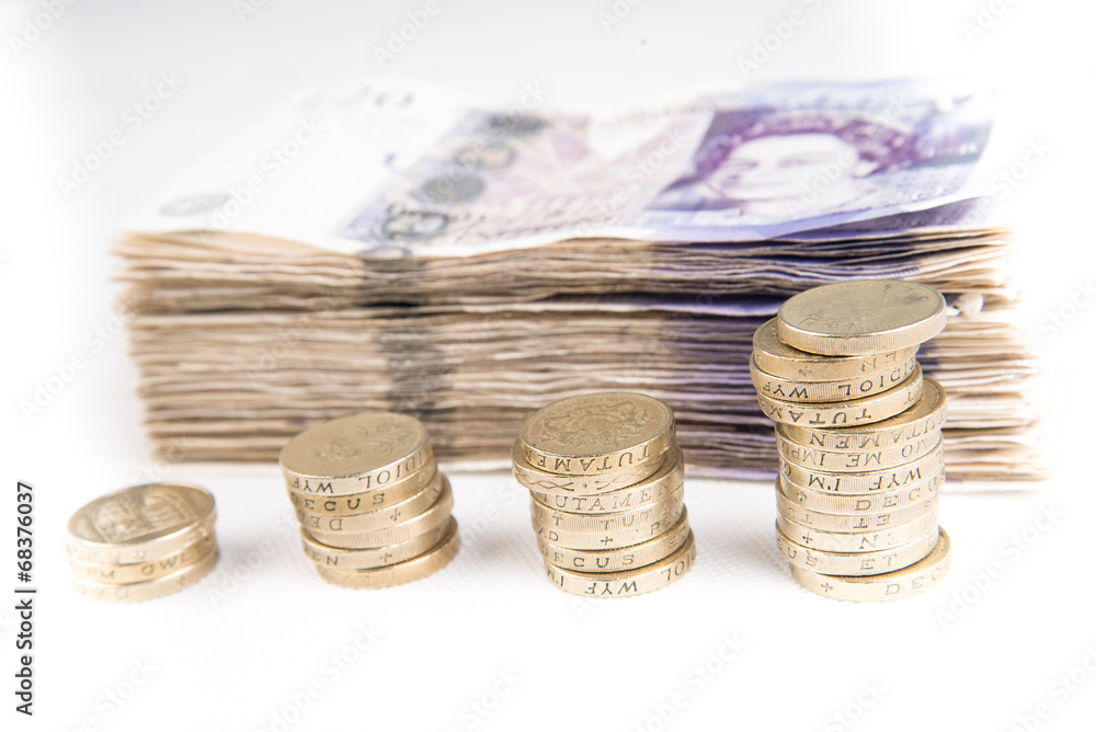 pound notes and coins
