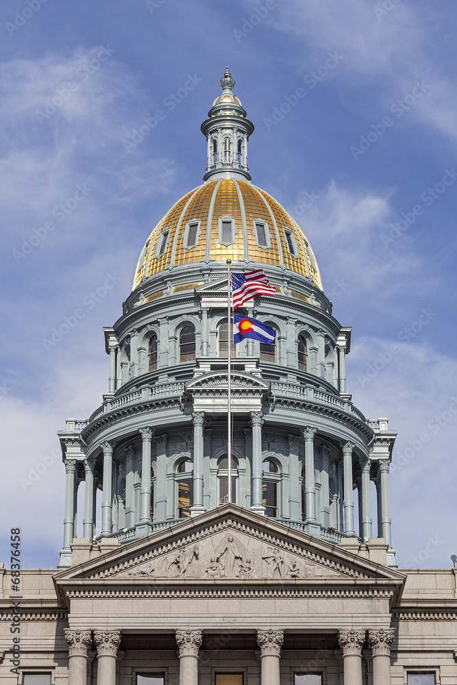 Golden Dome of Colorado State Capitol Building in Denver