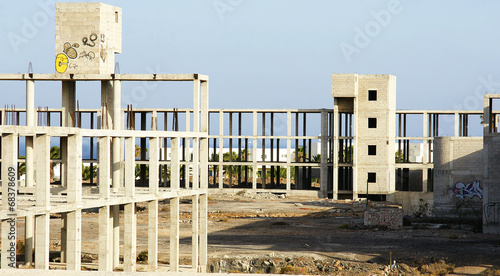 Obraz na płótnie Construcciones paradas por la crisis, lanzarote, Islas Canarias