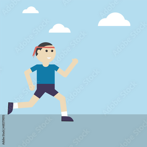 Vector Man Running Outdoor For Success Life healthy concept