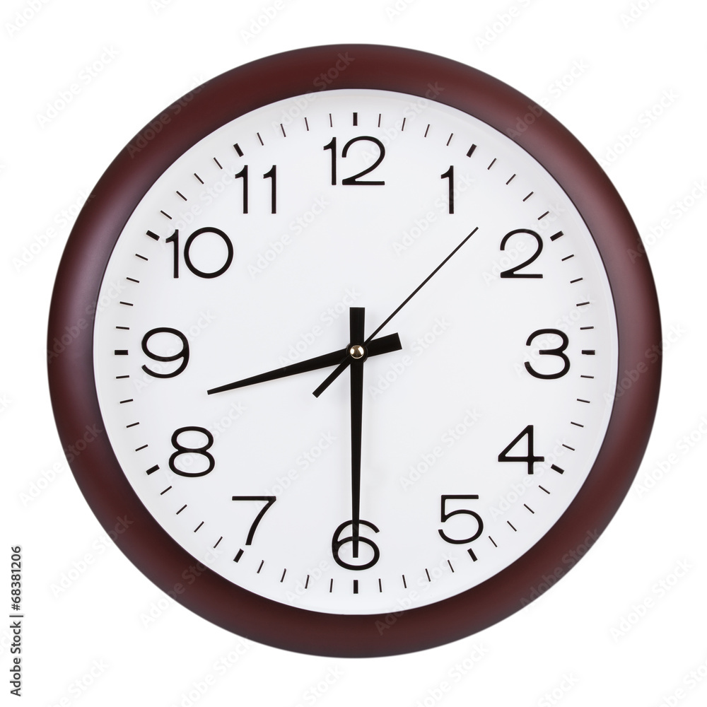 Round clock shows half of the ninth Round clock shows half of the ninth